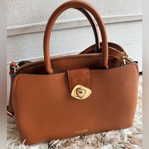 Brown Leather Satchel Handbag. 13L x 8H with removal straps. Luella Grey London